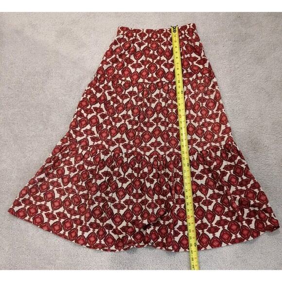 Vero Moda Red Geometric Print Tiered Maxi Skirt Elastic Waist Size Small - Picture 10 of 11